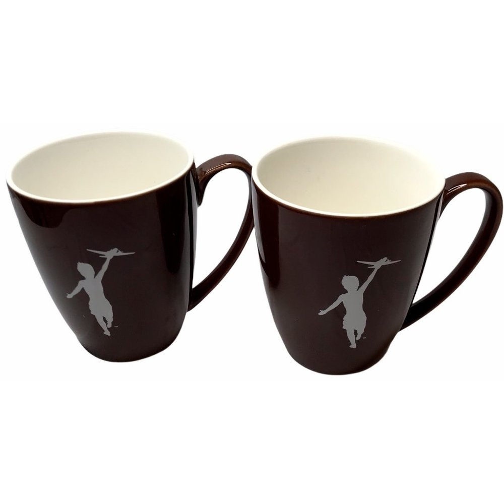 Storyville Mugs Set 2 Brown White Airplane Kid Cup